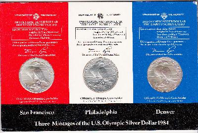 Beschrijving: 3 x 1 Dollar S-OLYMPIC 1984 STADIUM PACKACE